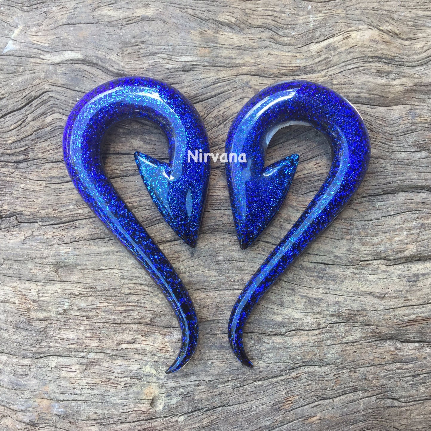 1 Pair (2 Pieces) Cobalt Blue Sapphire Dichroic Glass South Pacific Islands Tribal Fish Hooks
