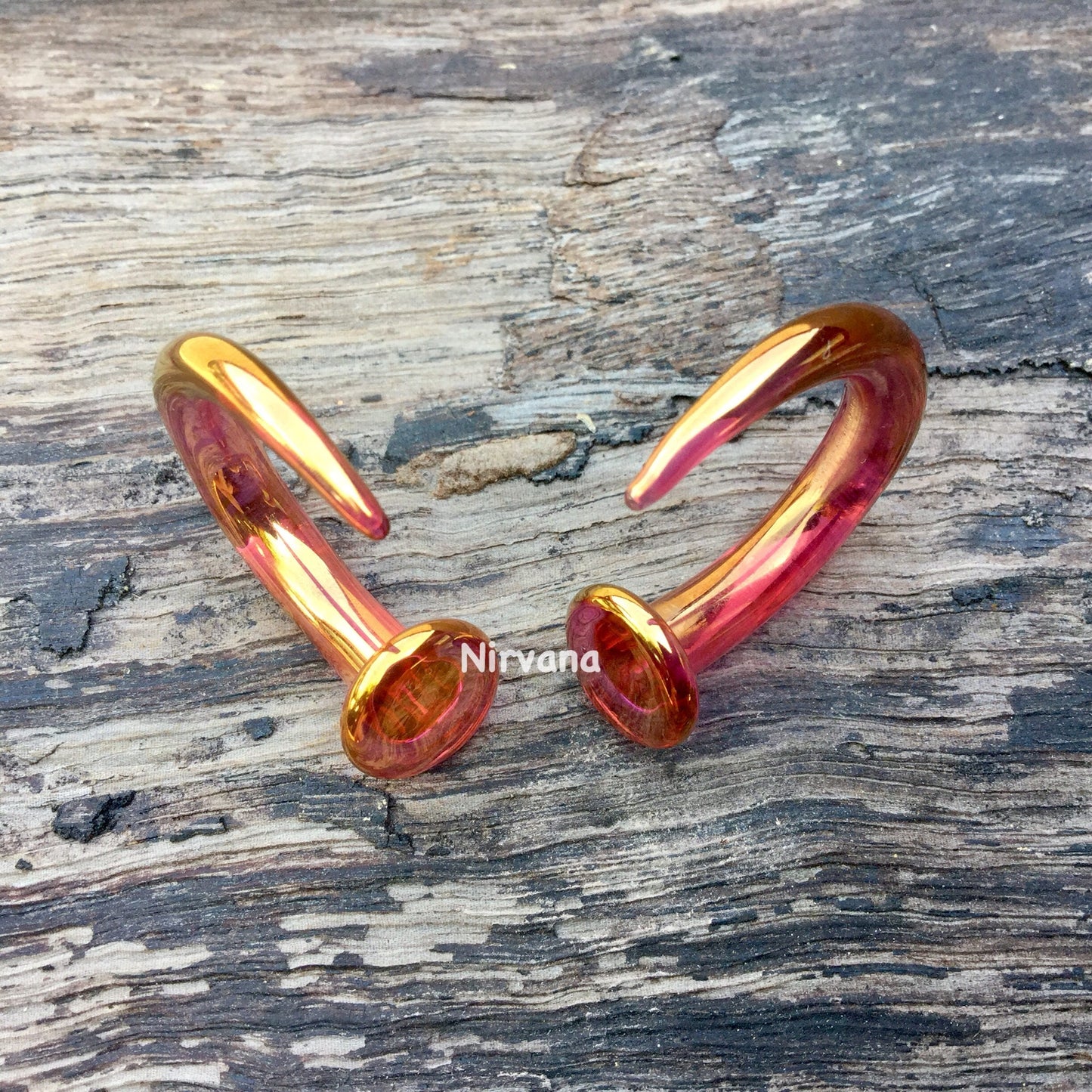 1 Pair (2 Pieces) Real 24 Karat Ruby Gold Colored Glass Ear Claws