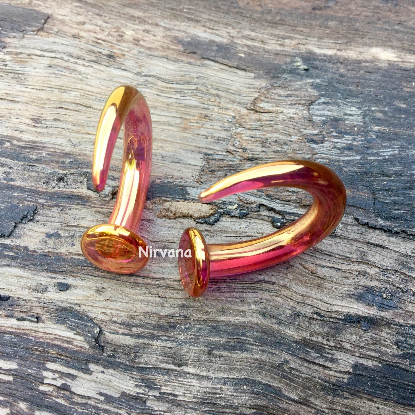 1 Pair (2 Pieces) Real 24 Karat Ruby Gold Colored Glass Ear Claws