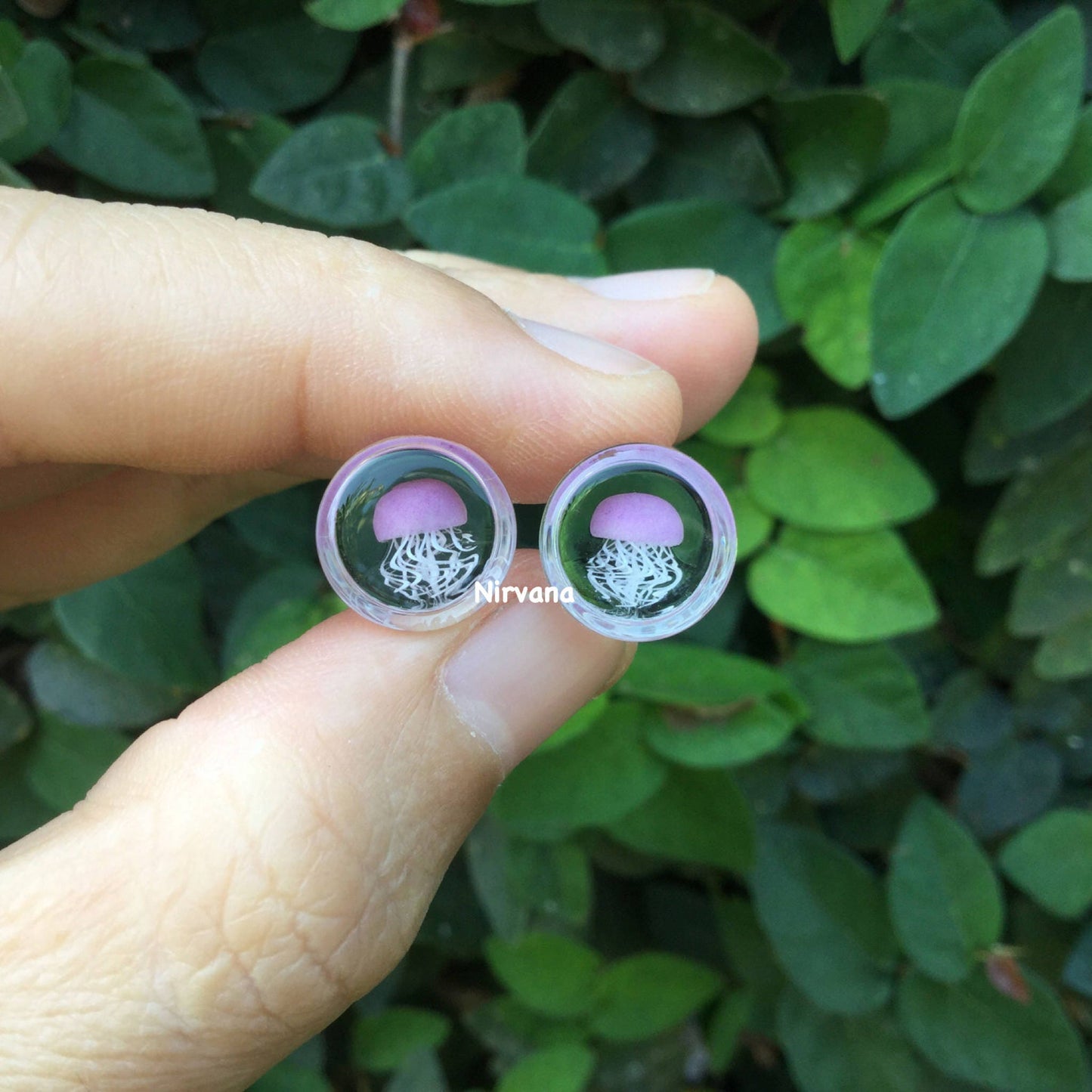 1 Pair (2 Pieces) Pyrex Glass Mauve Purple Jellyfish Plugs
