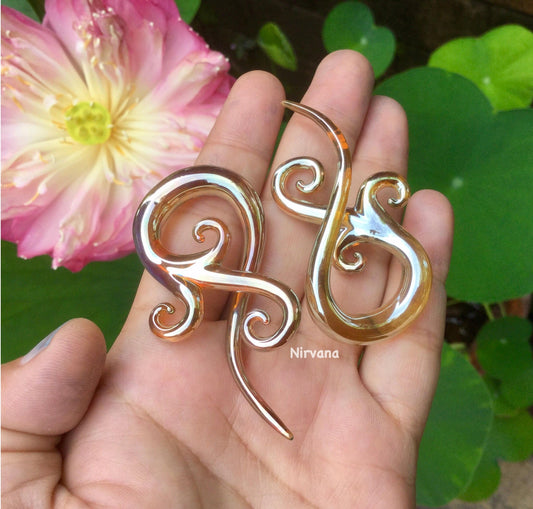1 Pair (2 Pieces) Real Silver/Gold Color Glass Bonita Spirals
