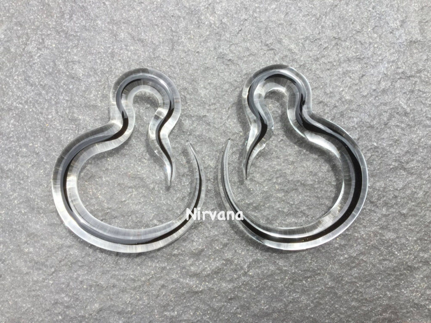 1 Pair (2 Pieces) Nirvana's Encased Black Glass Borneo Hoops