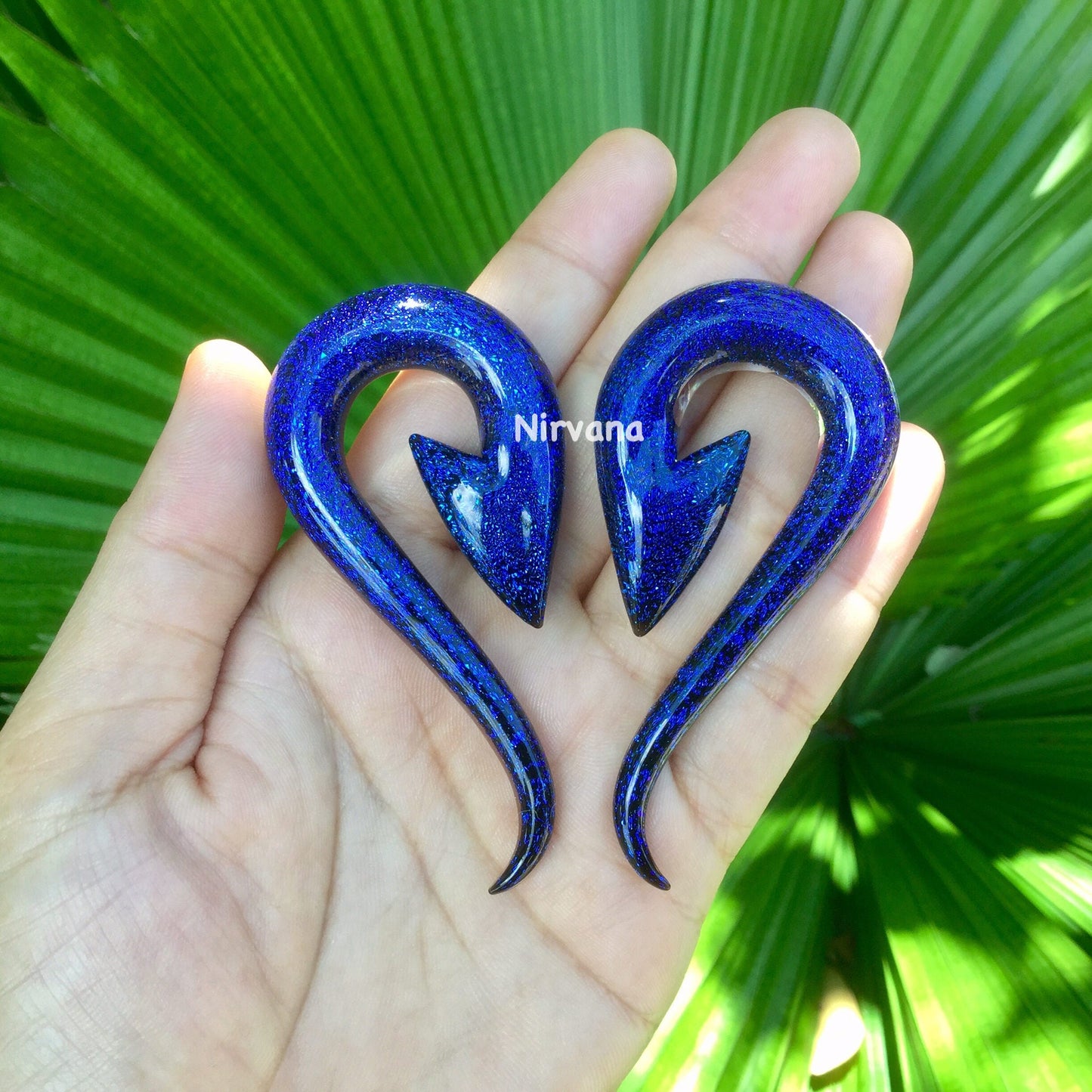 1 Pair (2 Pieces) Cobalt Blue Sapphire Dichroic Glass South Pacific Islands Tribal Fish Hooks