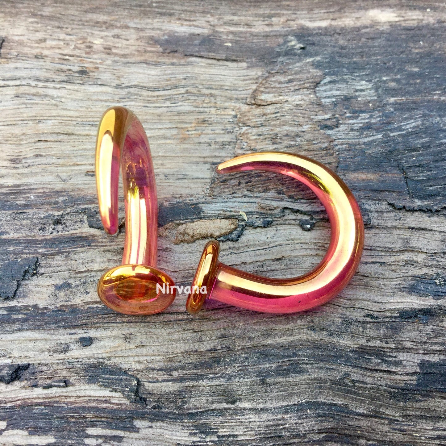 1 Pair (2 Pieces) Real 24 Karat Ruby Gold Colored Glass Ear Claws