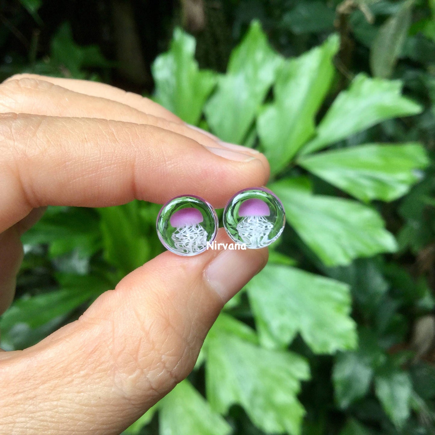 1 Pair (2 Pieces) Pyrex Glass Mauve Purple Jellyfish Plugs