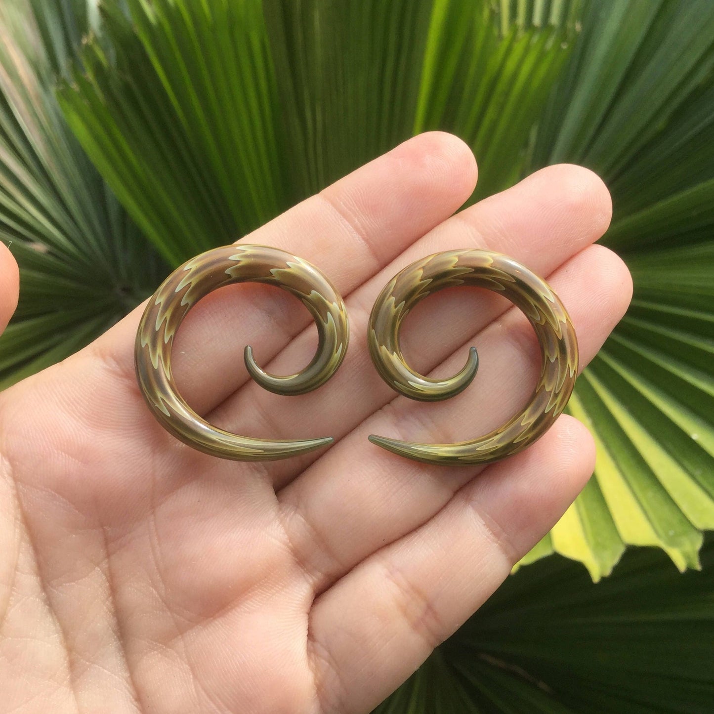 1 Pair (2 Pieces) Exotic Earth Glass Classic Spirals Ear Shapes