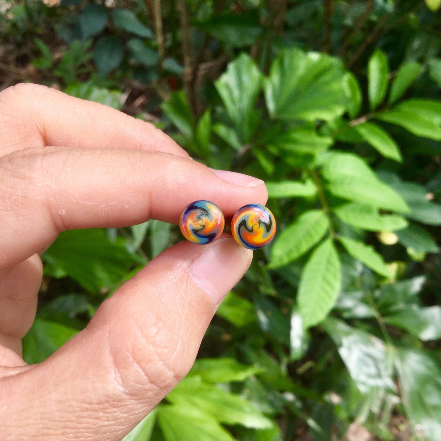 1 Pair (2 Pieces) Zig Zag Rainbow Glass Plugs