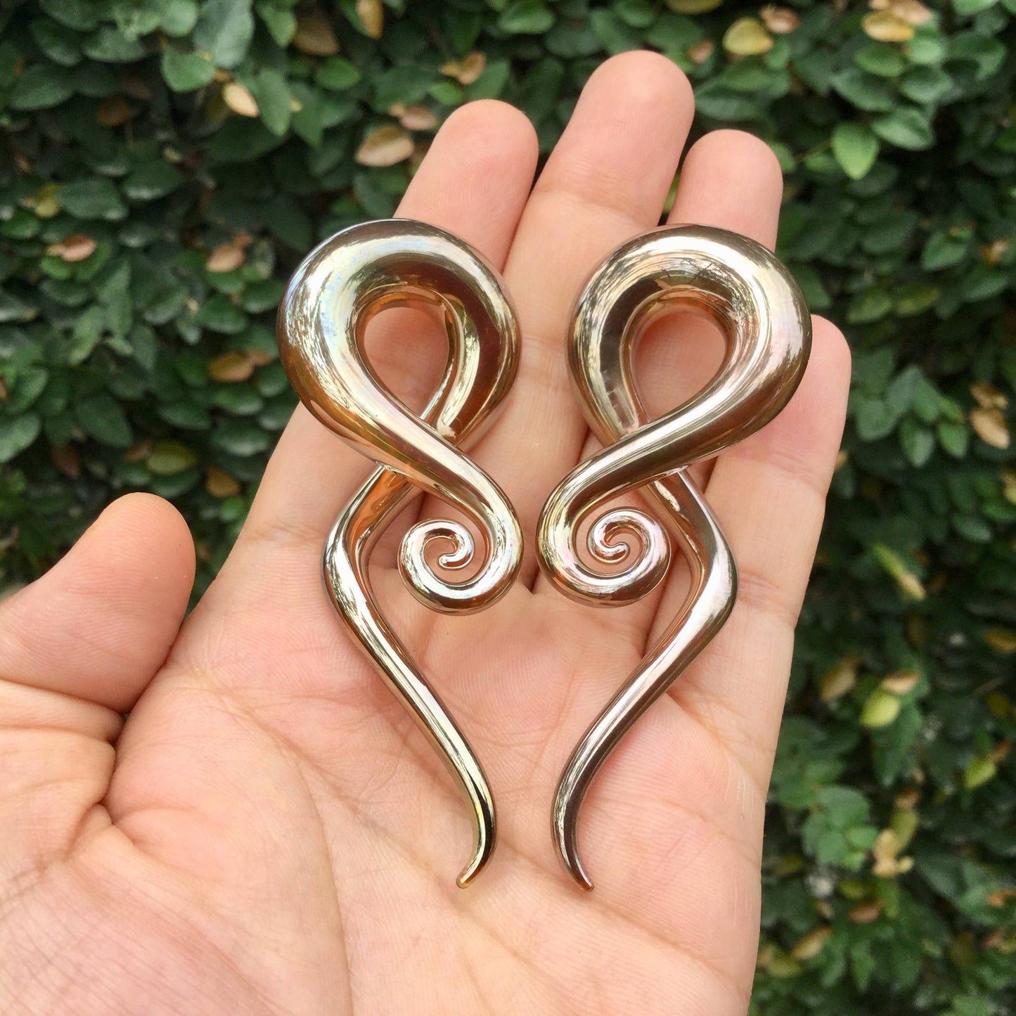 1 Pair (2 Pieces) Real Silver/Gold Color Glass Note Spirals