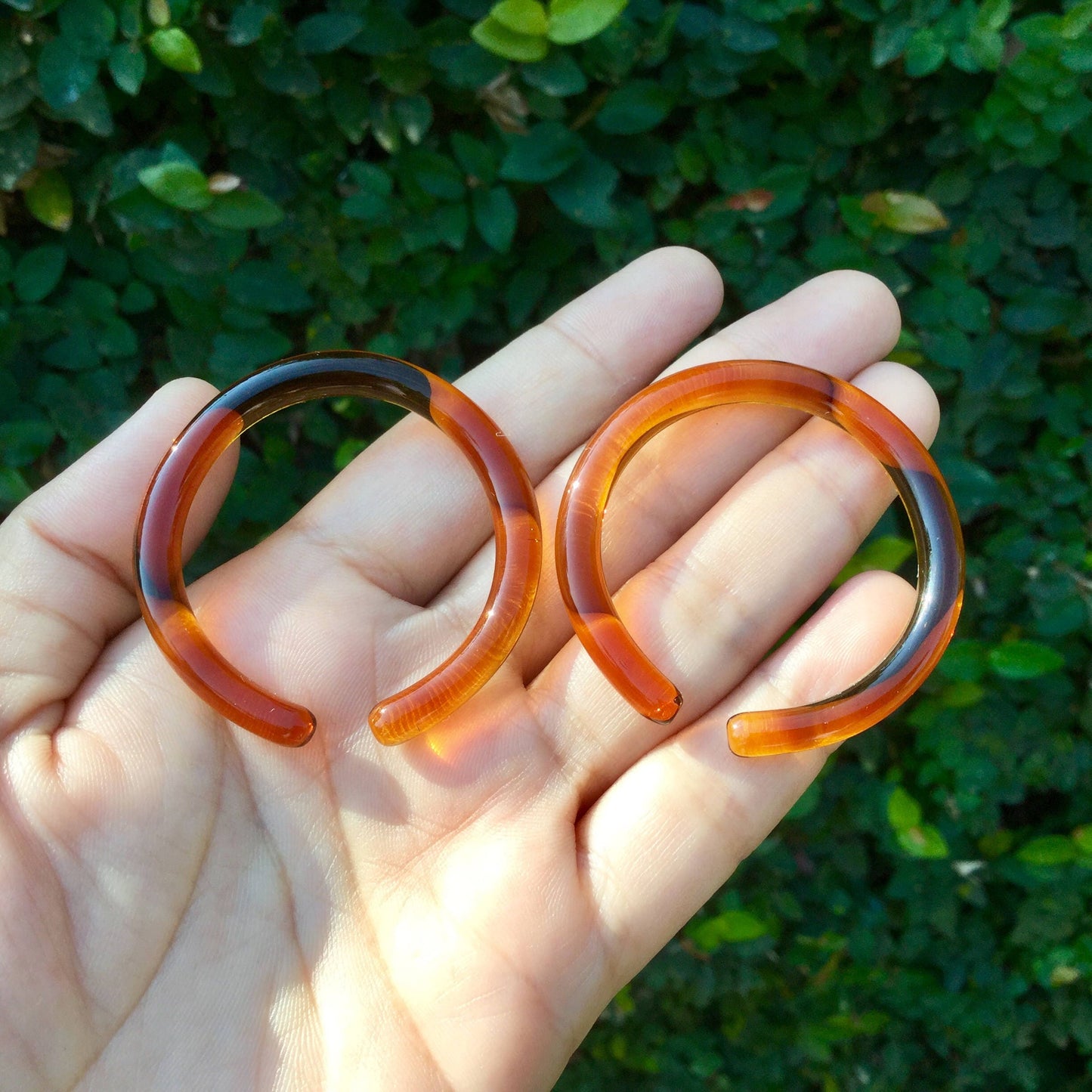 1 Pair (2 Pieces) Nirvana's Imitation Amber Color Glass Hoops