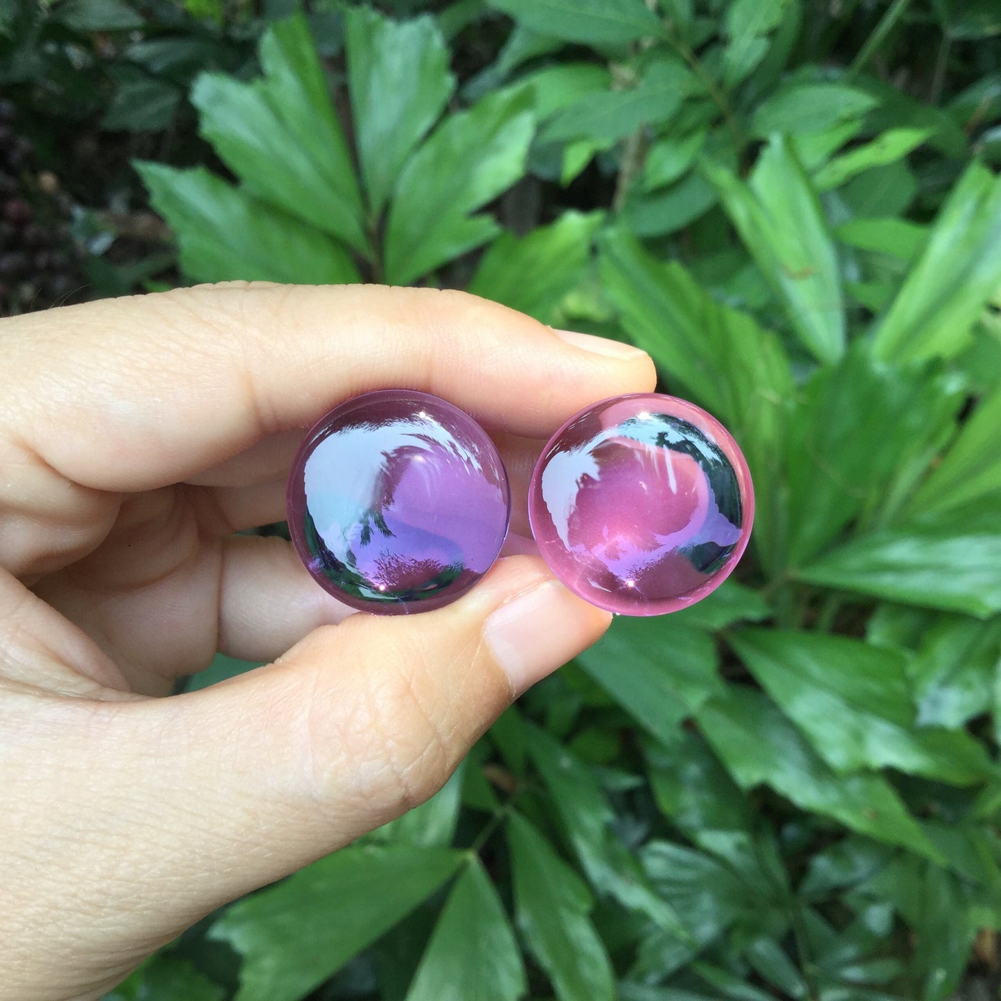 1 Pair (2 Pieces) Transparent Purple Solid Color Glass Plugs
