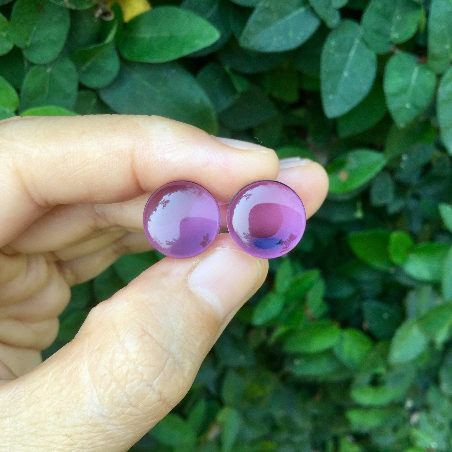 1 Pair (2 Pieces) Transparent Purple Solid Color Glass Plugs