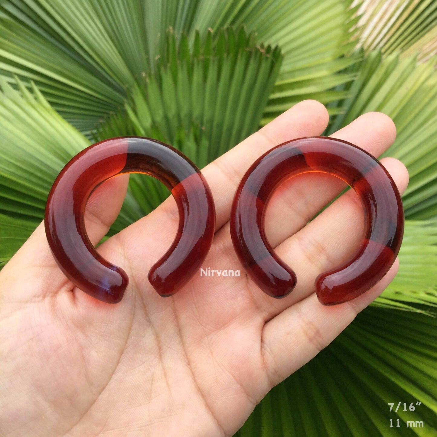 1 Pair (2 Pieces) Nirvana's Imitation Amber Color Glass Hoops