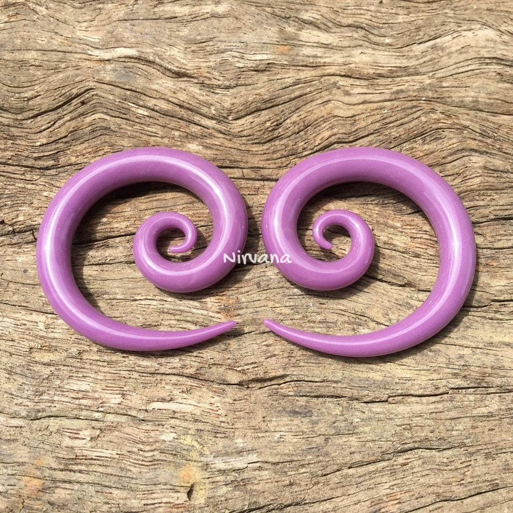 1 Pair (2 Pieces) Mauve Purple Super Spirals