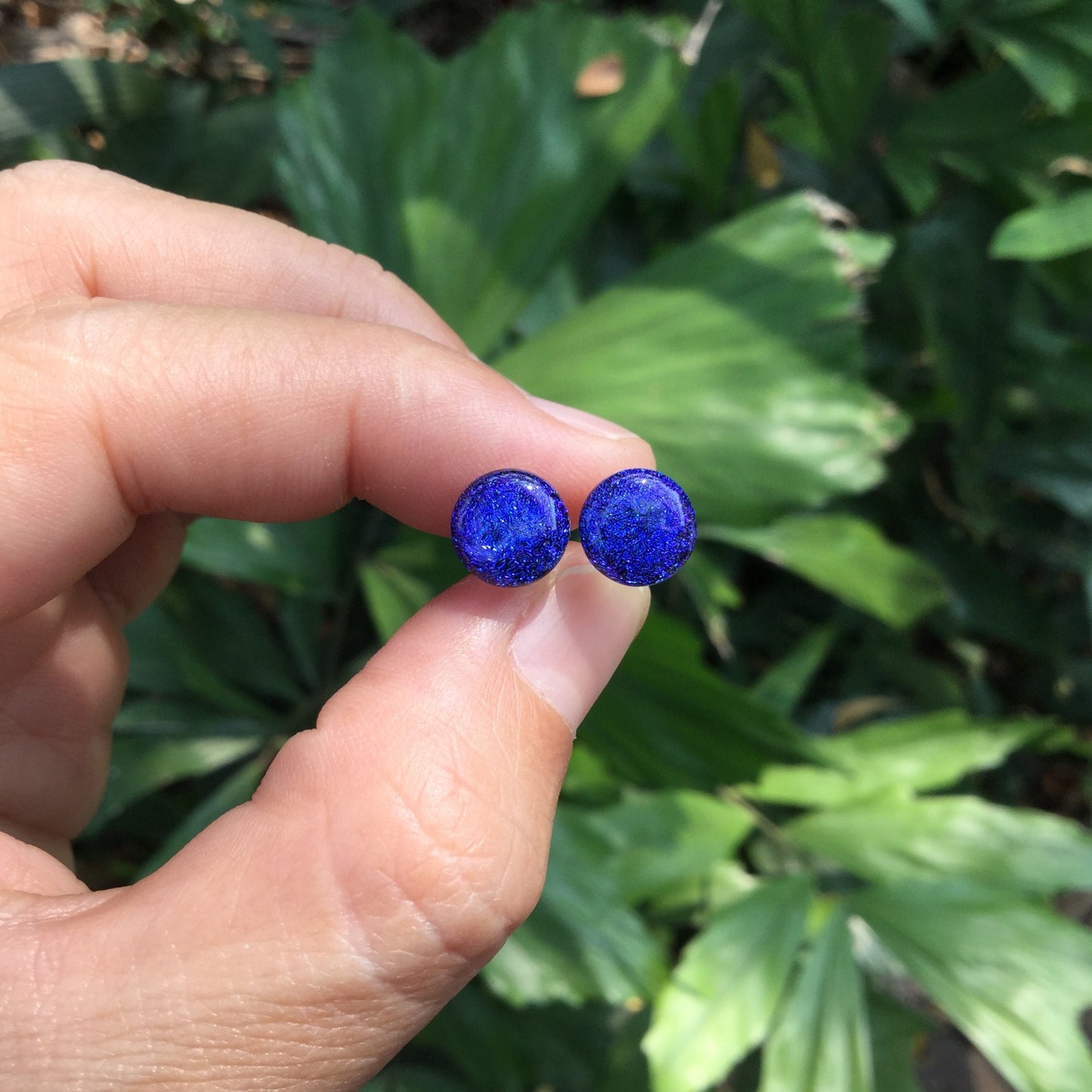 1 Pair (2 Pieces) Dark Blue Dichroic Glass Plugs