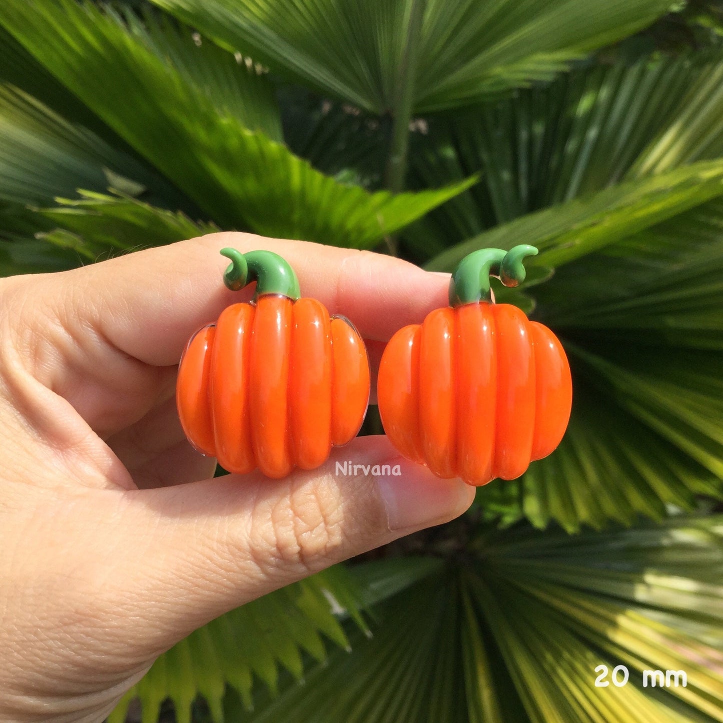 1 Pair (2 Pieces) Halloween Pumpkin Pyrex Glass Plugs