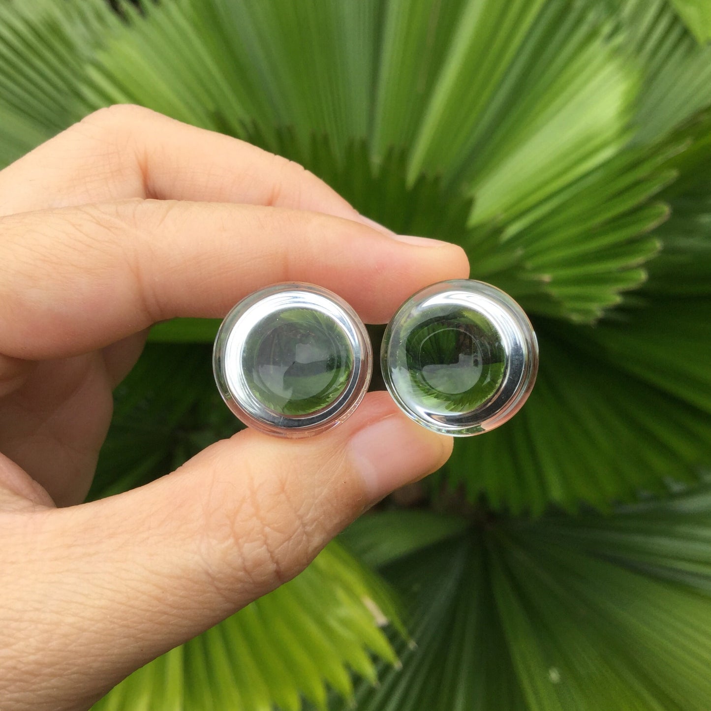 1 Pair (2 Pieces) Clear Crystal Color Pyrex Glass Plugs
