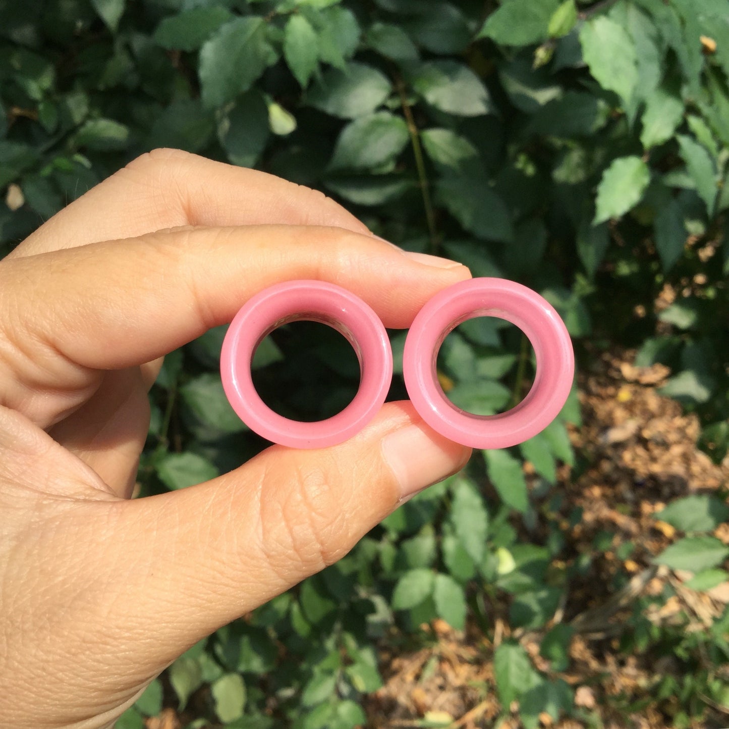 1 Pair (2 Pieces) Pink Tunnels Pyrex Glass Gauges