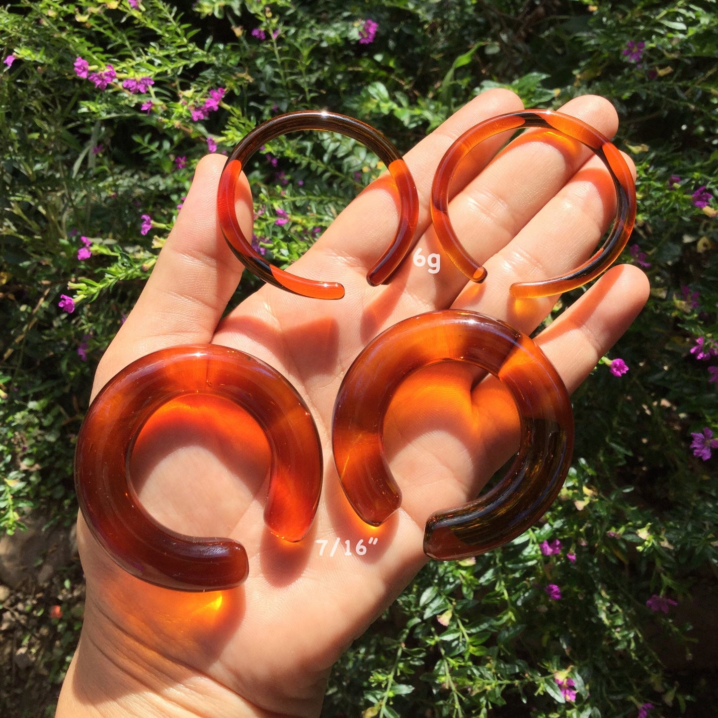 1 Pair (2 Pieces) Nirvana's Imitation Amber Color Glass Hoops