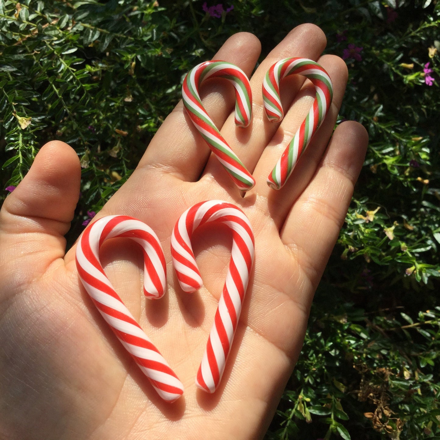 1 Pair (2 Pieces) Mixed Pair Glass Holiday Peppermint Candy Cane Ear Jewelry