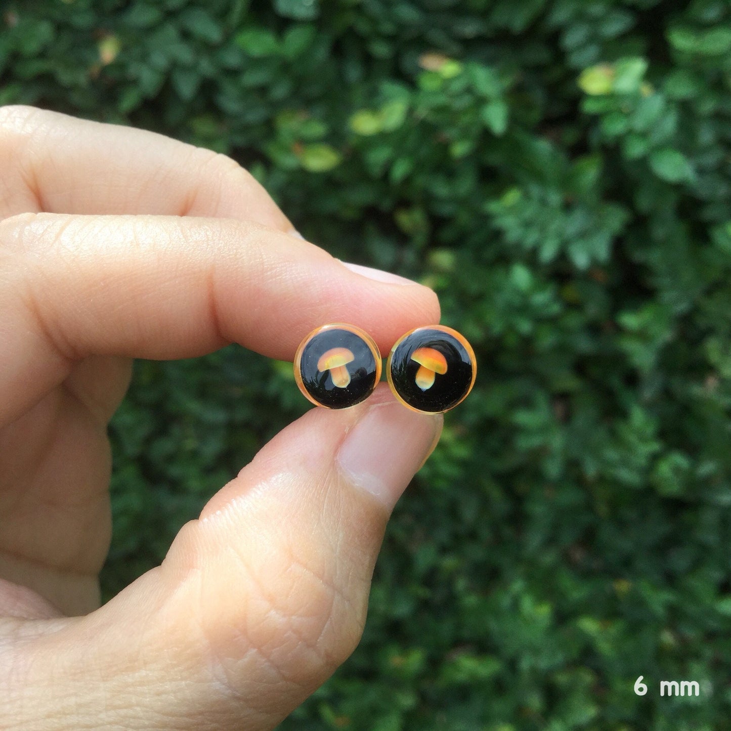 1 Pair (2 Pieces) Glass Mushroom Plugs with Black Colored Background