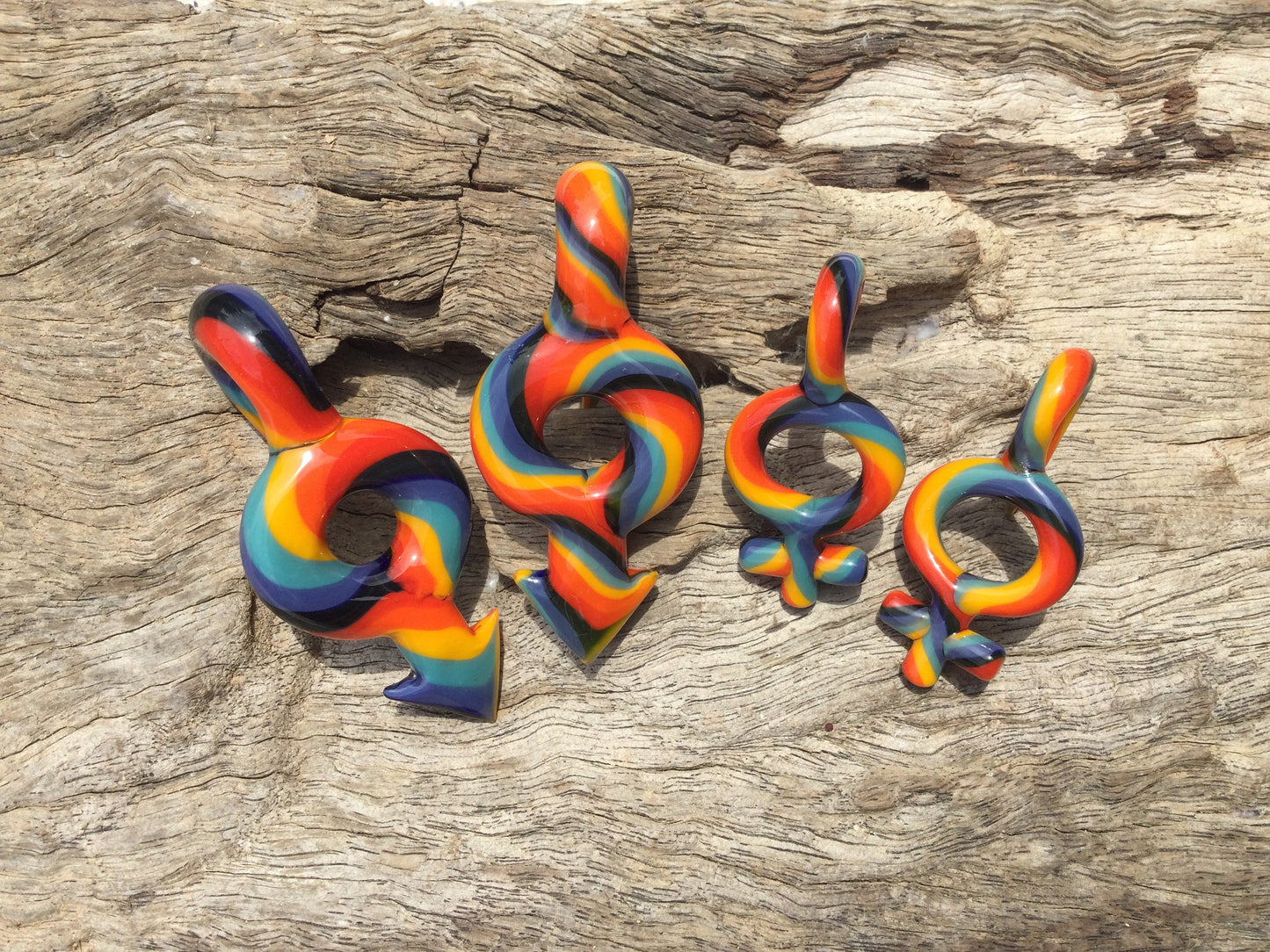 1 Pair (2 Pieces) Gay Pride Rainbow Female Symbol Glass Ear Shapes