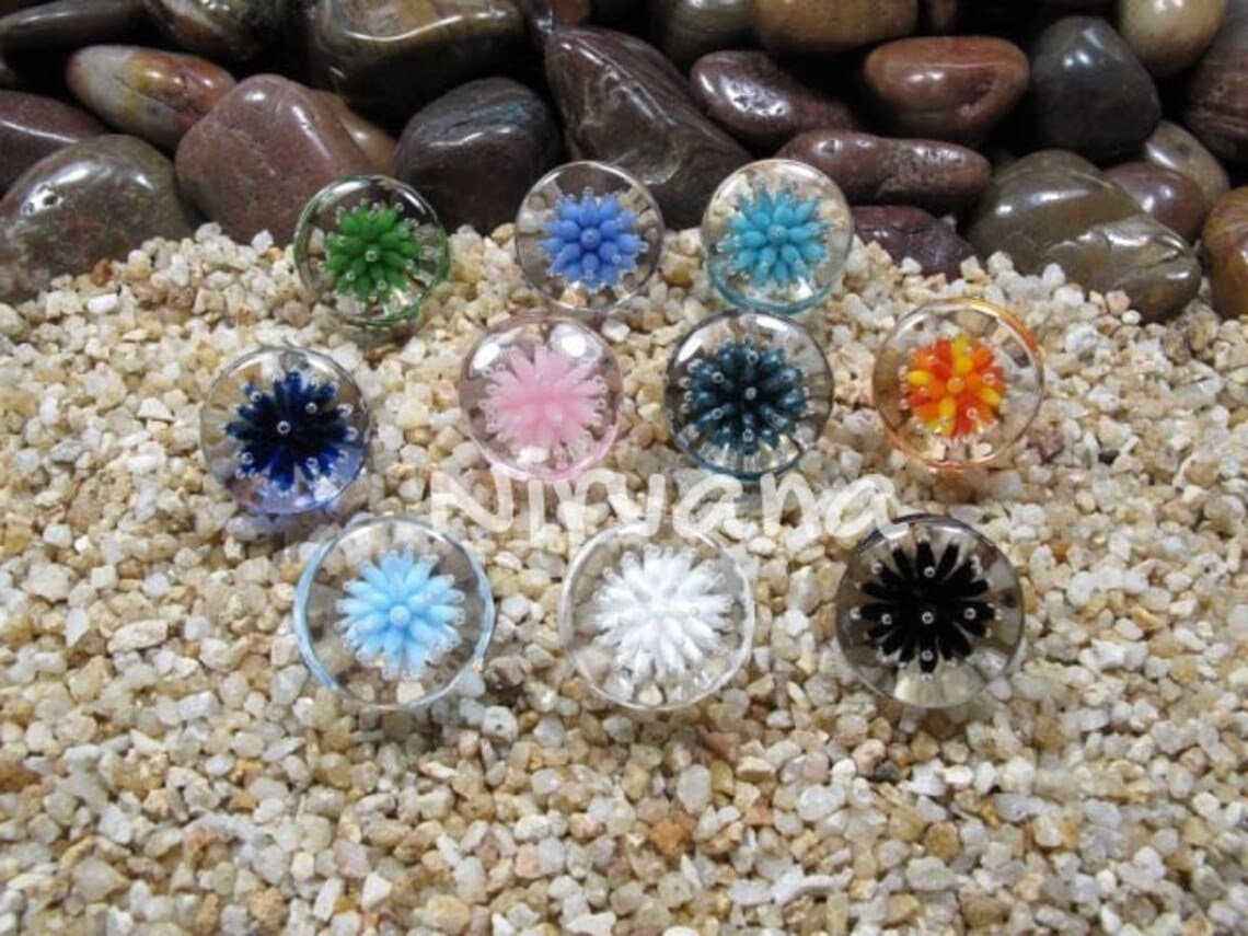 1 Pair (2 Pieces) Sea Anemone Plugs Pyrex Glass Gauges