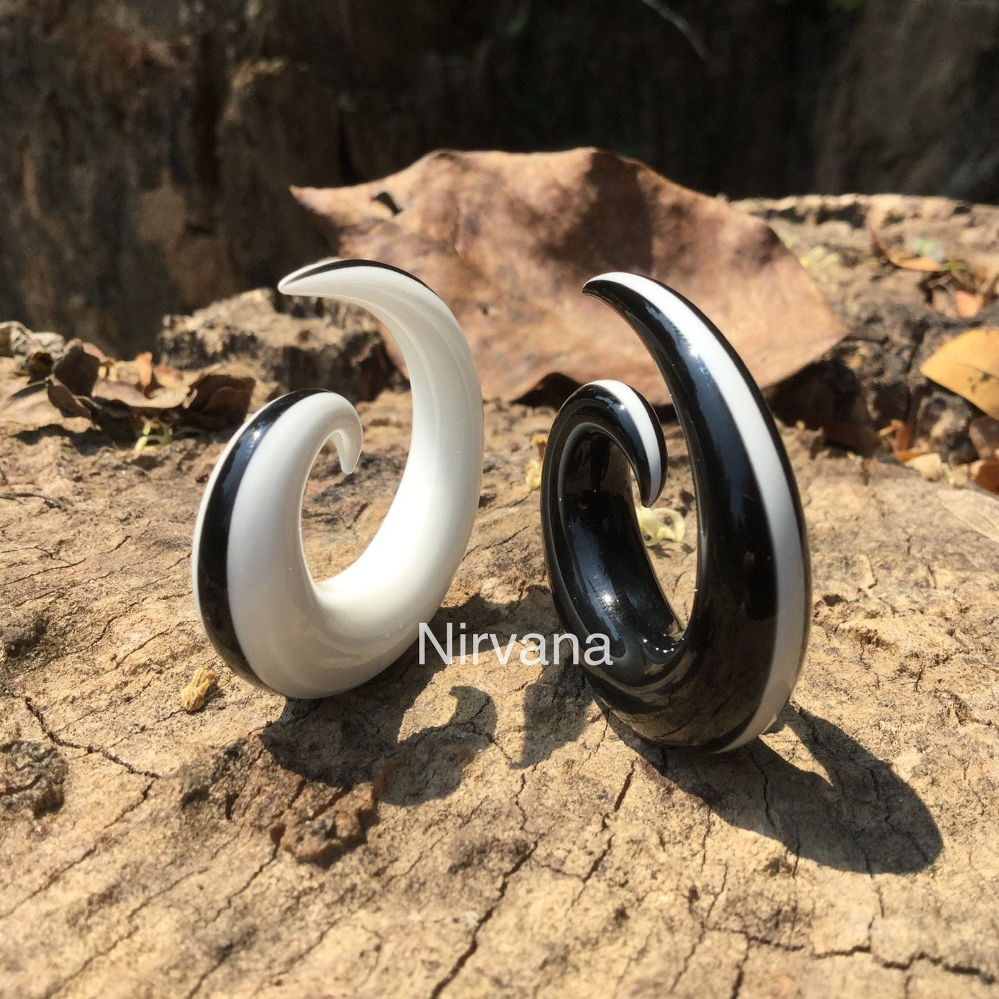 1 Pair (2 Pieces) Black & White Oreo Spirals - 1 Classic and 1 Reverse