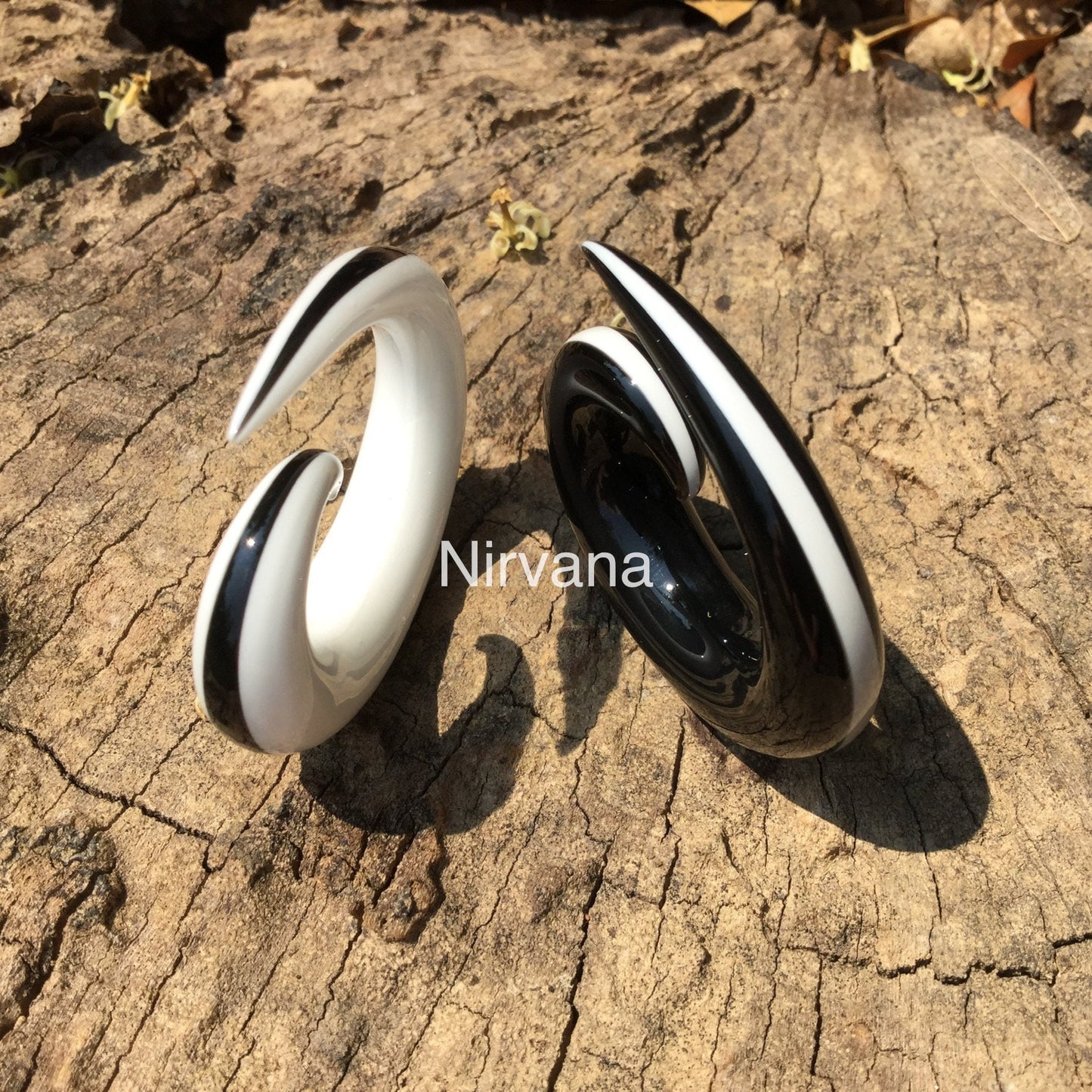 1 Pair (2 Pieces) Black & White Oreo Spirals - 1 Classic and 1 Reverse