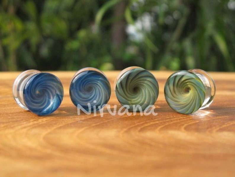 1 Pair (2 Pieces) Exotic Green Tornado Vortex Plugs