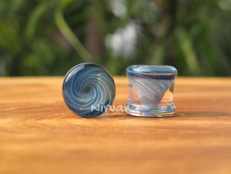 1 Pair (2 Pieces) Exotic Blue Tornado Vortex Plugs