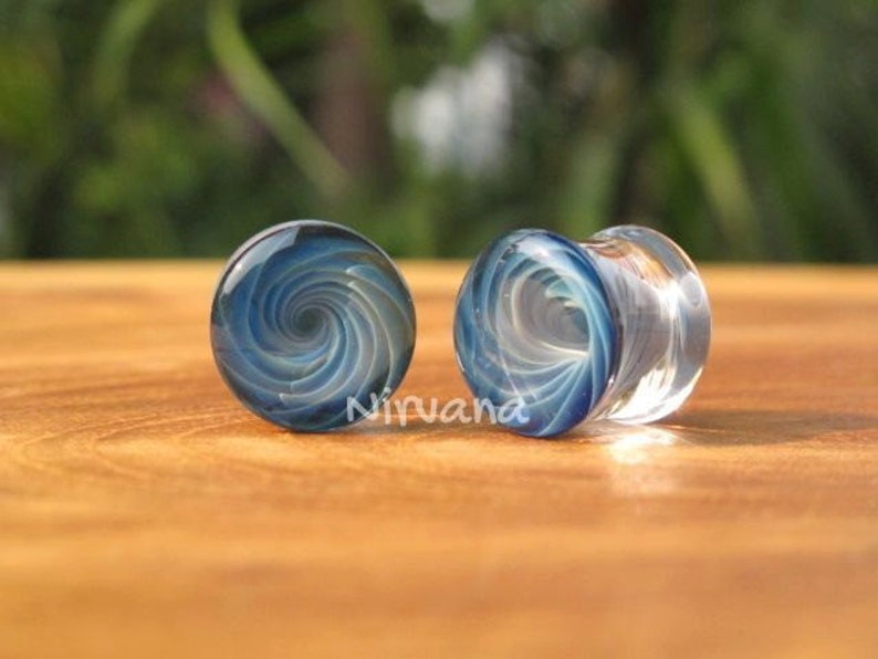 1 Pair (2 Pieces) Exotic Blue Tornado Vortex Plugs