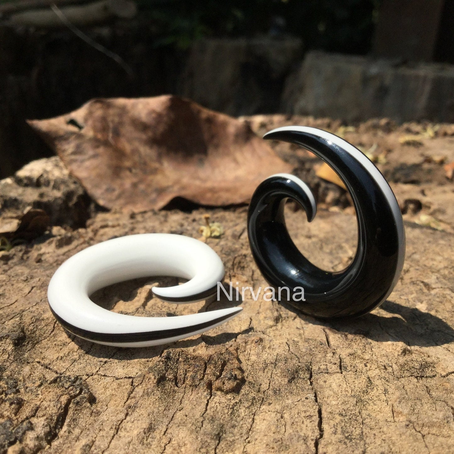 1 Pair (2 Pieces) Black & White Oreo Spirals - 1 Classic and 1 Reverse