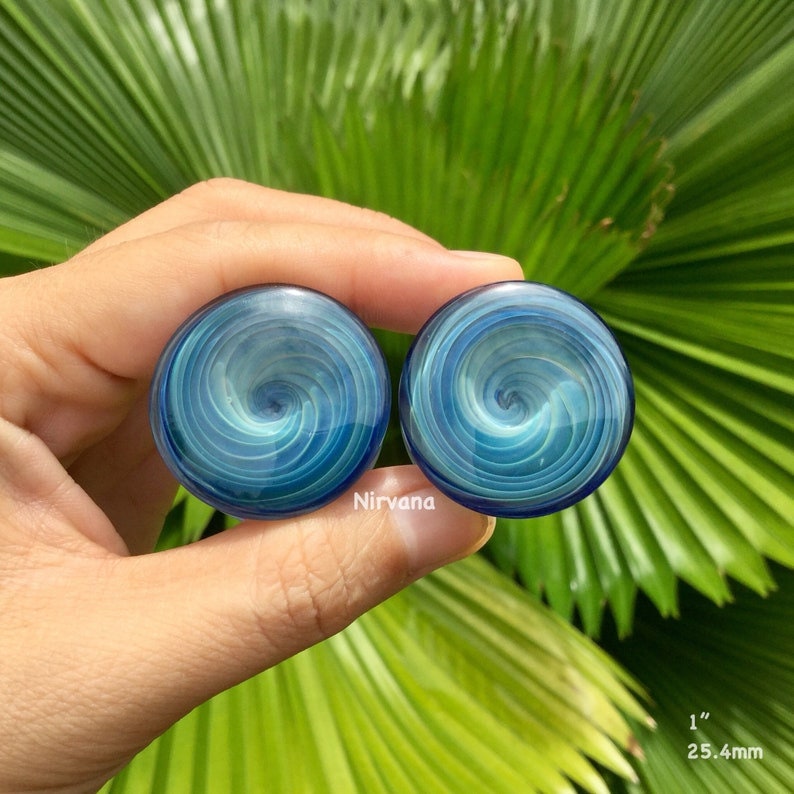 1 Pair (2 Pieces) Exotic Blue Tornado Vortex Plugs