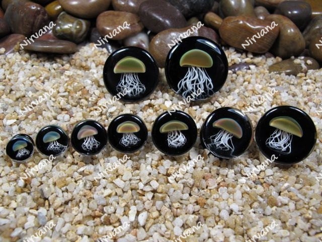 1 Pair (2 Pieces) Pyrex Glass Jellyfish Plugs