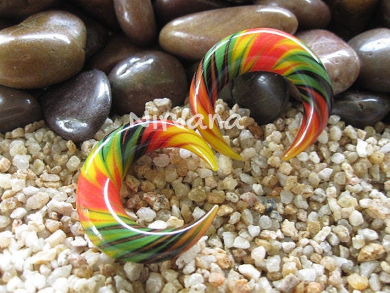 1 Pair (2 Pieces) Custom Colors Rasta Spirals Glass Ear Shapes