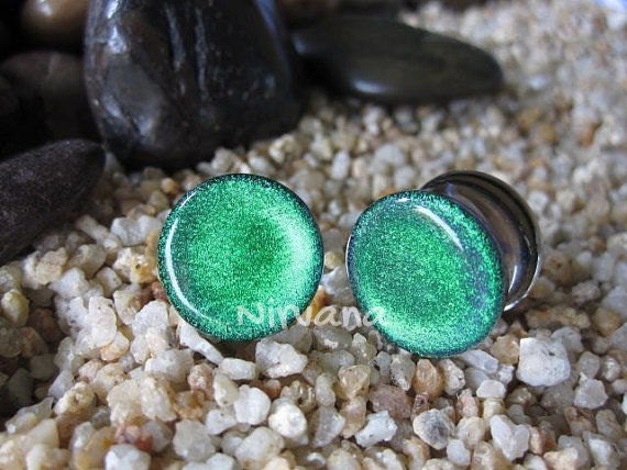 1 Pair (2 Pieces) Custom Colors Pyrex Dichroic Glass Plugs