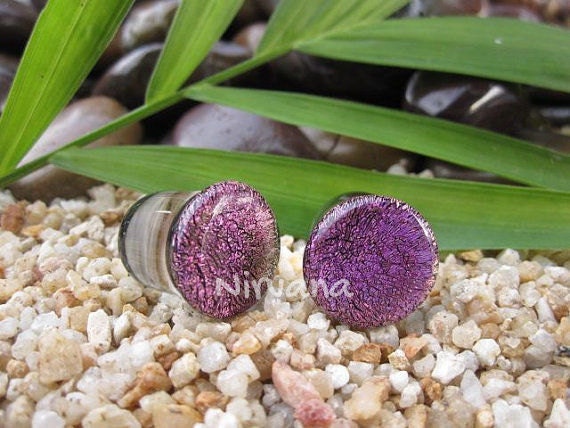 1 Pair (2 Pieces) Custom Colors Pyrex Dichroic Glass Plugs