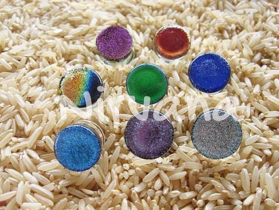 1 Pair (2 Pieces) Aquatic Rainbow Dichroic Glass Plugs