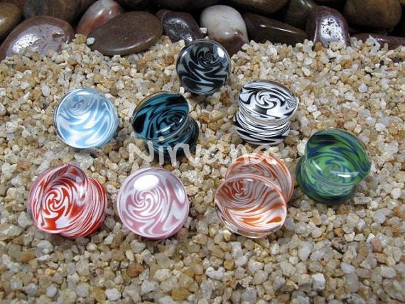 1 Pair (2 Pieces) Dream Plugs Pyrex Glass Gauges