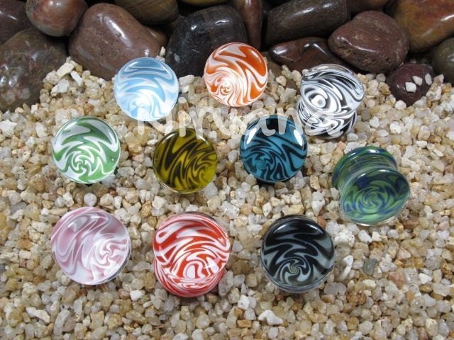1 Pair (2 Pieces) Dream Plugs Pyrex Glass Gauges