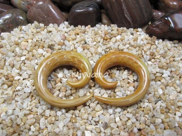 1 Pair (2 Pieces) Exotic Silver Earth Glass Classic Spirals