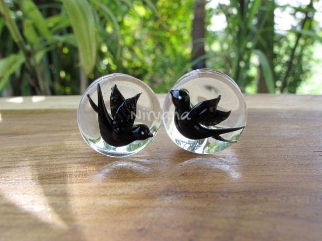 1 Pair (2 Pieces) Pyrex Glass Swallow Plugs