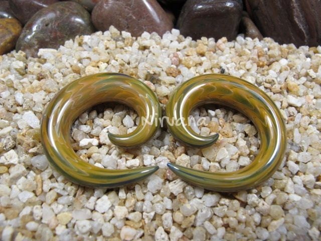 1 Pair (2 Pieces) Exotic Earth Glass Classic Spirals Ear Shapes