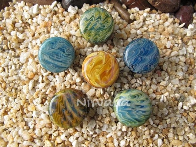 1 Pair (2 Pieces) Exotic Light Green Stone Plugs Pyrex Glass
