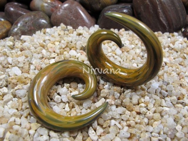 1 Pair (2 Pieces) Exotic Earth Glass Classic Spirals Ear Shapes