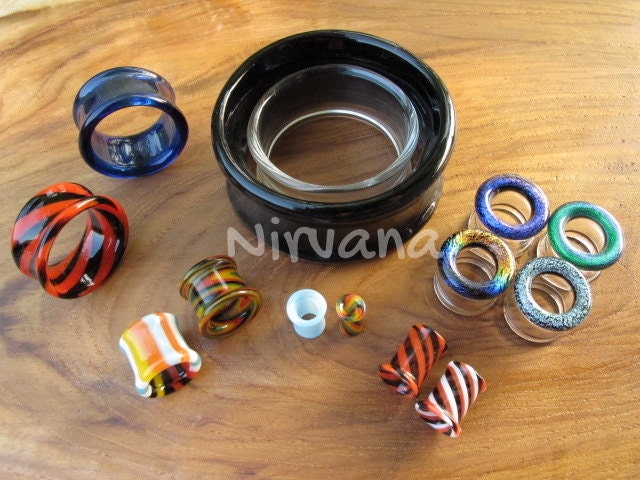 1 Pair (2 Pieces) Purple & Dark Blue Tunnels Pyrex Glass