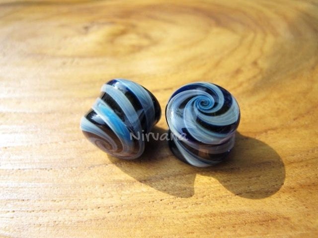 1 Pair (2 Pieces) Candy Swirl Pyrex Glass Plugs