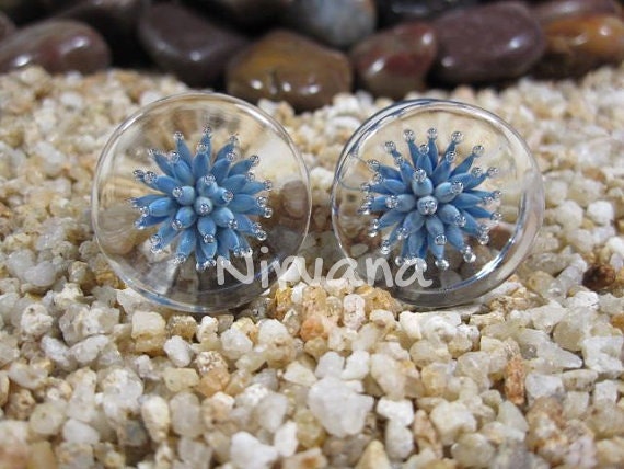 1 Pair (2 Pieces) Sea Anemone Plugs Pyrex Glass Gauges