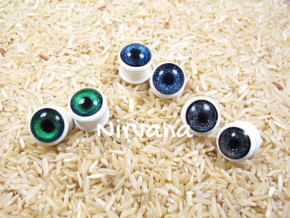 1 Pair (2 Pieces) Dichroic Green Eye Plugs Pyrex Glass
