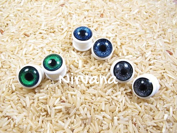 1 Pair (2 Pieces) Dichroic Sapphire Eye Plugs Pyrex Glass